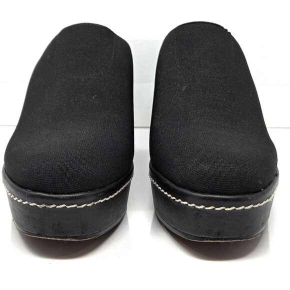 DONALD PLINER Black Mules Platform Wedge Textile Slides Womens 9 Shoes Clog Boho - Picture 3 of 10